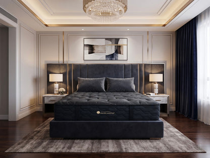 American Star Heritage Firm mattress on an upholstered bed