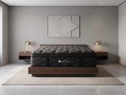 American Star Heritage Pillowtop mattress on a wood platform bed